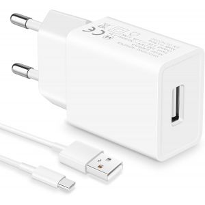 5V1A USB Socket and USB Type-C Cable, 5W USB Charger Tip, AC Adapter for Mobile Phones, Tablets, Powerbanks, Bluetooth Headphones and Other Devices with USB-C Interface - Neuf