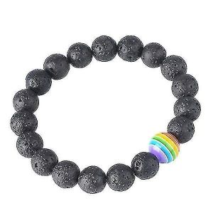 Bracelet En Pierre Volcanique Arc-En-Ciel Fait Main &iquest; Accessoire De Fiert&eacute; Lgbt Vibrant Pour L'amour Et La Gu&eacute;rison - Neuf