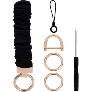 Kal-Porte-Cl&eacute;s Dragonne Extensibles, Mignon Bracelet Porte-Cl&eacute;s Cordon De Poignet Avec 2 Anneaux Et Anneau En D Pour Femme Homme Cl&eacute;s De Voiture Portefeuille Carte - Neuf