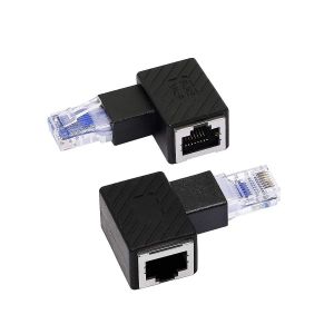 Adaptateur Ethernet coin droit,Ethernet 90 degrés,rj45 mâle-femelle Connecteur réseau LAN Cat6 (2 par paquet) (r) - Neuf