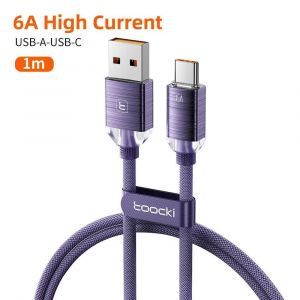 Toocki 6A C&acirc;ble Usb Type C Pour Huawei Xiaomi Samsung Oneplus Poco Supercharge 66W/100W C&acirc;ble De Charge Rapide Type C Fil De Donn&eacute;es.Purple 1M. - Neuf