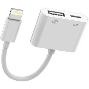 TRAHOO-Adaptateur Lightning vers USB Chargeur 2 en 1 pour Apple iPhone 14 13 12 11 Pro Max 7 8 Plus X SE XS XR pour iPad Air Jack Cl&eacute; Souris Lecteur Cartes Accessoires C&acirc;ble OTG T&eacute;l&eacute;charger Photo R&eacute;p - Neuf