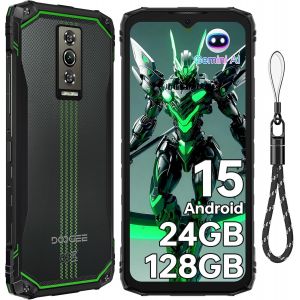 DOOGEE Blade10 Energy Smartphone Incassable Android 15, 24GO+128GO/2TO Smartphone 2025, 90Hz 6.56 HD+, 6150mAh Telephone de Chantier, 16MP+8MP, 4G Dual SIM/NFC/IP68/OTG/FACE ID, Vert - Neuf