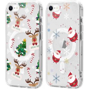 SJZG-2 Pi&egrave;ces No&euml;l Coque Magn&eacute;tique Pour Iphone 8/7/Se 2022/Se 2020 4,7'', Etui En Motif Dessin Cadeau De No&euml;l Compatible Avec Magsafe, Housse Christmas Silicone Bumper Cover Pour Iphone 8, No&euml;l 05 - Neuf