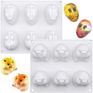 Lot De 2 Moules En R&eacute;sine &Eacute;poxy &Agrave; 6 Cavit&eacute;s Pour Hamster Et Lapin - Neuf