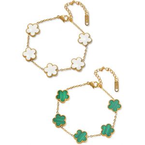 Eryi-Bracelet Trèfle Porte Bonheur,Bracelet Trèfle Plaqué Or 18k Bracelet Trefle 4 Feuilles Femme Bracelet De Luxe Bracelet Personnalisé Femme Ête Des Mères,Cadeau De Noël Pour Les Femmes - Neuf