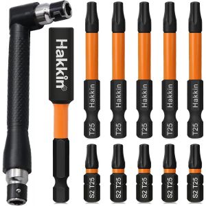 CHECARZHN--NO1-Tx25 Lot De 10 Embouts De Tournevis Longs Pour Visseuse Sans Fil 25 + 60 Mm Tige Hexagonale Magnétique 1/4" Torx Set S2 Acier Tournevis Hexagonal - Neuf