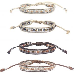 Kalanka-4 Pièces Bracelets D'amitié, Multicolore Bracelets Bohème Tressés Faits, Bracelet D'amitié Réglable Pour Enfants Fille Femme Homme Cadeau - Neuf