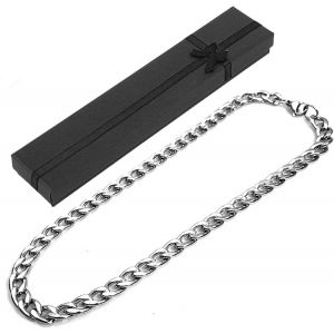 Kal-Cha&icirc;ne &Agrave; Maillons Cubains Plaqu&eacute;e Argent Pour Homme 3/5,5 Mm,20 Pouce Collier En Acier Inoxydable Hip Hop Diy Avec Bo&icirc;te Pour Femmes Gar&ccedil;ons Enfants Fr&egrave;res Anniversaire No&euml;l C&eacute;r&eacute;monie - Neuf
