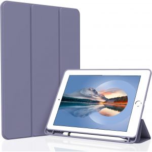 Coque Pour Ipad 9,7 Pouces 2018/2017,Auto Réveil/Sommeil Étui Avec Porte-Stylet,Étui Housse De Protection Léger Avec Dos En Tpu Souple Pour Ipad 5e/6e Génération 9,7 Pouces,Lavande Gris - Neuf