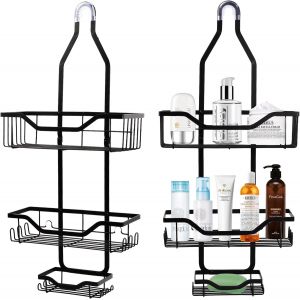 Panier De Douche À Suspendre Sur La Tête, 3 Couches Étagère De Douche À Suspendre Avec Crochet Et Plateau De Savon Rangement Douche Sans Percage Pour Salle De Bain - Neuf