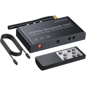 Convertisseur DAC Récepteur Bluetooth V5.0 Récepteur Coaxial Toslink Numérique 192 kHz Numérique Vers Analogique Stéréo L/R RCA 3,5 mm,Télécommande Infrarouge Volume/Muet/Commutateur - Neuf