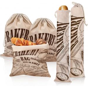 Cmws-5 Sac A Pain Longue Conservation Sac Baguette Congelation Reutilisable Sac &Agrave; Pain Conservation Pain Sac De Conservation Nourriture Reutilisable Sac En Tissu, 2 Sp&eacute;cifications Facultatives - Neuf