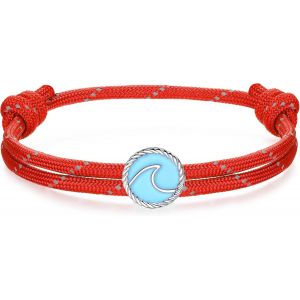 Eryi-Bracelet Nautique Homme Femme Argent 925 | Vague Poisson Croix Paracorde Bracelet Imperméable Réglable Pour Garçon | Mer Surf Bijoux Amitié Cadeau - Neuf