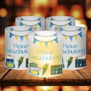 KALANKA-Lot de 12 photophores - Décoration de table - Pour la rentrée des classes - Pour garçon - Décoration de table - Enfin écolier - Pour bougies chauffe-plat ou bougies - Neuf