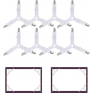 8 Morceaux De Drap De Lit De Clips, Élastique Réglable Triangle Sangles De Soutien Pour Le Drap-Housse Et Le Drap Plat Lit, Draps, Matelas, Coussin De Canapé, Nappes, Planche À Repasser - Blanc - Neuf