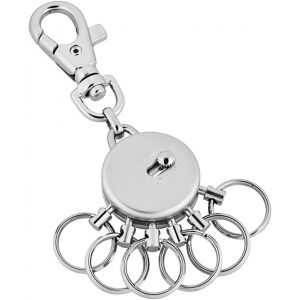 KAL-Porte-Cl&eacute;s En M&eacute;tal - Avec Mousqueton - 6 Anneaux D&eacute;cliquables, Argent&eacute; Mat, 93X25X8 - Neuf