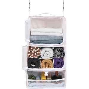 &Eacute;tag&egrave;res Suspendues Sac De Rangement De Voyage Cube De Compression Pour Val Pliable Avec Couche D'Extension Grande Capacit&eacute; Rose Xl - Neuf