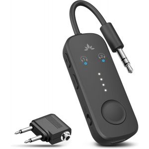 Relay &iquest; Adaptateur Bluetooth 5.3 pour Avion avec Qualcomm aptX Adaptive, 2 AirPods/Casques Pris en Charge, 20H d'Autonomie, Emetteur Audio sans Fil 3,5mm pour Vol, Voyage, Gym Sport - Neuf
