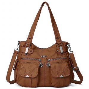 Femmes Sac &agrave; main Sac &agrave; Bandouli&egrave;re en Cuir Marron Taille L Avec de Nombreux Compartiments &Eacute;l&eacute;gant Sac Pour les Femmes - Neuf