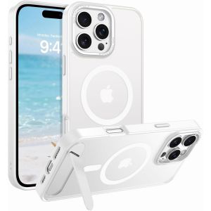 NSIECD-Coque Magn&eacute;tique pour iPhone 16 Pro Max, Compatible avec MagSafe, [Support Invisible Int&eacute;gr&eacute;e] Housse Qualit&eacute; Militaire Antichoc, &Eacute;tui Translucide Mat pour iPhone 16 Pro Max 6,9"", Blanc - Neuf