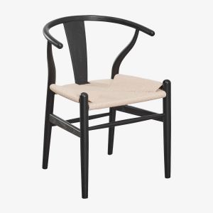 Pack de 4 chaises de salle &agrave; manger en bois d'orme Uish Edition Noir uni - Neuf