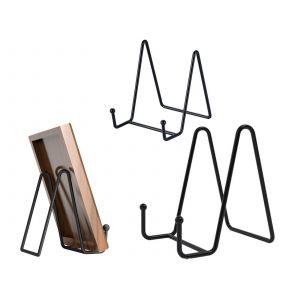 Lot de 2 supports de cadre photo en fer noir pour pr&eacute;sentoir de table - Neuf