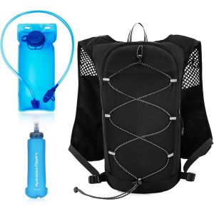 SUBZONAL-Sac Hydratation Running, Sac de Sport Homme Femme avec Vessie d'eau 2L et Flasque 500ml, sans BPA, Sacs &agrave; Dos de Randonn&eacute;e R&eacute;fl&eacute;chissant R&eacute;glable, Gilet Trail pour Course &agrave; Pied Cyclisme, L&eacute; - Neuf