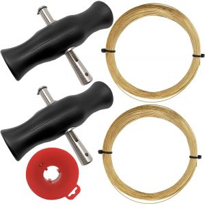 MEVRONISSHOP-4 Pi&egrave;ces Outils de D&eacute;pose de Pare Brise, Kit D&iquest;Enl&egrave;vement de Pare-bris, avec 2 Poign&eacute;e et 2 Fils de Coupe, Outil de Suppression de Pare-Brise avec Fil de Coupe en Verre, Poign&eacute;es Noir - Neuf