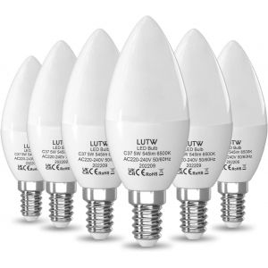 Kalanka-Ampoule Led E14 Blanc Froid 6500k, Ampoule Bougie Led C37, 5w &iquest;&iquest;Quivalent 40w, 545lm, Ampoule Petit Culot &iquest;&iquest; Vis E14, &iquest;&iquest;Conomie D'&iquest;&iquest;Nergie &iquest;&iquest; Angle De Faisceau 160&iexcl;&Atilde;, Non Dimmable,Lot De 6 - Neuf