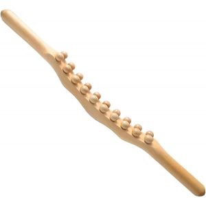 Kal-Gua Sha Bâton En Bois Avec 20 Perles En Bois Masseur Pour Drainage Lymphatique, Muscle Relaxation Muscle Relaxation Outil De Massage En Bois Pour Nuque, Dos, Abdomen, Jambes, Bras Cuisse Massage - Neuf