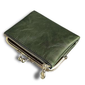 Femmes Portefeuille Petit Rfid Dames Compact Pliant En Cuir Vintage Porte-monnaie Avec Fermeture Éclair et Kiss Lock - Neuf