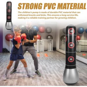 Sac De Frappe Pour Enfants, Punching Ball Enfants, 150 Cm Sac De Frappe Sur Pied, Avec Gants De Boxe Et Pompe Pour Entraînement, Boxen, Taekwondo, Cadeaux Pour Garçons Filles De 6 À 12 Ans(Noir) - Neuf