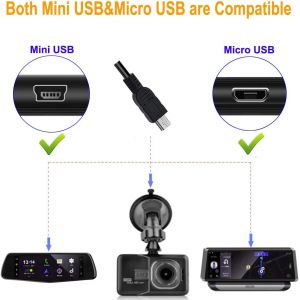 Dash Cam Hardwire Kit,Mini/Micro USB Hard Cable Car Kit,DC 12V-24V to 5V,Comes with ACU/ACS/ACN Mini/ACZ Micro 2Fuse,11.6V Real Battery Drain Protection - Neuf