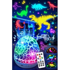 Veilleuse Projecteur Enfant, 3 Films+15 Musique Veilleuse B&eacute;b&eacute; Musicale Et Lumineuse, 360&deg; Veilleuse Dinosaure Jouet, T&eacute;l&eacute;commande+31 Couleurs Oeuf Dinosaure Jouet Enfant 0-10 Ans, Cadeau - Neuf