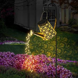Arrosoir Solaire Extérieur Guirlandes Lumineuses, Rétro Métal avec 60 LED, Décoration Jardin Étanche pour Chemin, Cour, Arbre - Neuf
