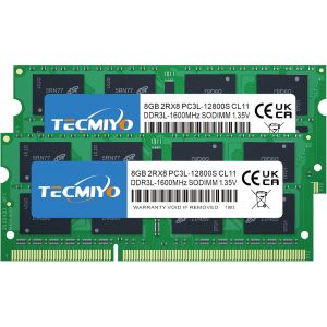 16Go(2 x 8 Go) DDR3 PC3L-12800S Sodimm DDR3 / DDR3L 1600 MHz CL11 PC3-12800 1,35 V/1,5 V 204 Broches Non ECC SODIMM Non Tampon Compatible with Apple MacBook Pro, iMac, MacBook Mini - Neuf