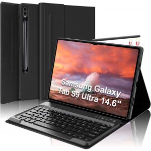 Coque Clavier pour Samsung Galaxy Tab S9 Ultra 14,6'' AZERTY Français Clavier Détachable sans Fil Bluetooth pour Samsung Galaxy Tab S9/S8 Ultra 14,6 Pouces, Noir - Neuf