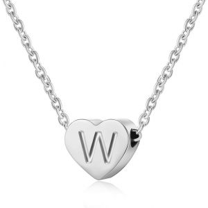 Collier Femme Coeur Argent Avec Lettre Pendentif Collier Pr&eacute;nom Initiale Femme Et Fille Anniversaire Cadeau Exquis Et Mignon - Neuf