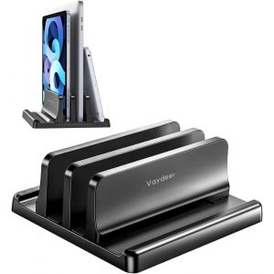 Support Vertical 4 en 1 pour Ordinateur Portable,2 emplacements Compatible avec MacBook/iPad/PC jusqu'&agrave; 17,3 Pouces-Noir - Neuf