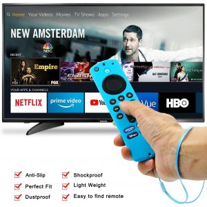 2pcs Firestick &Eacute;tui de Couverture &agrave; Distance Compatible avec Alexa T&eacute;l&eacute;commande vocale Fire TV Stick 4K (3e g&eacute;n&eacute;ration), Antid&eacute;rapant Manchon en Silicone avec dragonne (Vert & Turquoise) - Neuf