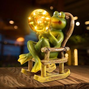 Mevronisshop-Figurines De Grenouille - D&eacute;coration De Jardin Solaire - Avec Lampe Solaire - Statue De Grenouille - Lampe Solaire D'ext&eacute;rieur - Statue De Grenouille - D&eacute;coration D'int&eacute;rieur - Neuf