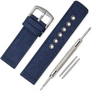 Kal-Bracelet Montre Toile Bracelet Montre Armée Militaire Camouflage - 18mm, 20mm, 22mm, 24mm Montre Bracelet Avec Épaissir Acier Inoxydable Boucle - Neuf