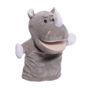 Marionnette à main en forme d'animal, jouet sensoriel amusant et éducatif, jouet en peluche, rhinocéros - Neuf