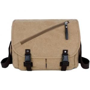 Sac à Epaule Bandoulière Messenger Cartable Scolaire Besace en Toile Kaki Pour Homme Femme - Neuf