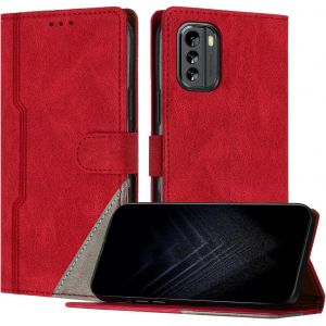 KAL-&Eacute;tui Pour Nokia G60, Housse En Cuir Pu Avec [Protection Antichoc Tpu] [Fonction Support] [Porte-Cartes ] Antichoc Magn&eacute;tique Coque Pour Nokia G60 - Rouge - Neuf