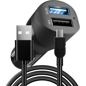 C&acirc;ble d'alimentation pour cam&eacute;ra embarqu&eacute;e Mini USB 12 V vers 5 V avec 2 ports USB C&acirc;ble de 3 m de long DC 5,4 A Adaptateur d'alimentation avec connecteur mini USB droit pour cam&eacute;ras embarqu&eacute;es, GPS, - Neuf