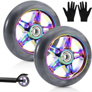 110mm Scooter Wheels, 2 Pieces Scooter Wheels, Scooter Wheels, Spare Wheel With Abec 9 Ball Bearings, For Rocking Cars, Extreme Cars, Scooters - Neuf