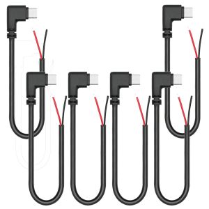 JGD-6 Pcs C&acirc;ble Pigtail Type-C &agrave; Angle Droit de 25 cm, 12 V 3 A, Prise M&acirc;le USB-C &agrave; 90 Degr&eacute;s vers C&acirc;ble d'extension &agrave; Extr&eacute;mit&eacute; Ouverte &agrave; 2 Broches pour Bricolage - Neuf