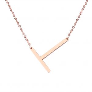 Colliers Tendance En Acier Inoxydable Avec Pendentif En Forme D'alphabet, Couleur Or Rose T - Neuf